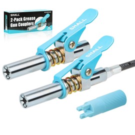 SHALL Grease Gun Coupler 2Pcs, Quick Release & Strong Locking Grease Gun Couplers w/Grease Fittings Cleaner, 10000 PSI High Pressure Grease Gun Tips, Fit All Grease Guns 1/8" NPT Grease Fittings
