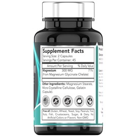 tnvitamins Magnesium Glycinate Capsules (300 MG Per Serving - 90 Count) | Pure Chelated Magnesium Bisglycinate Powder Supplement | Glicinato de Magnesio | for Sleep, Calm, Nerve, & Stress Support*