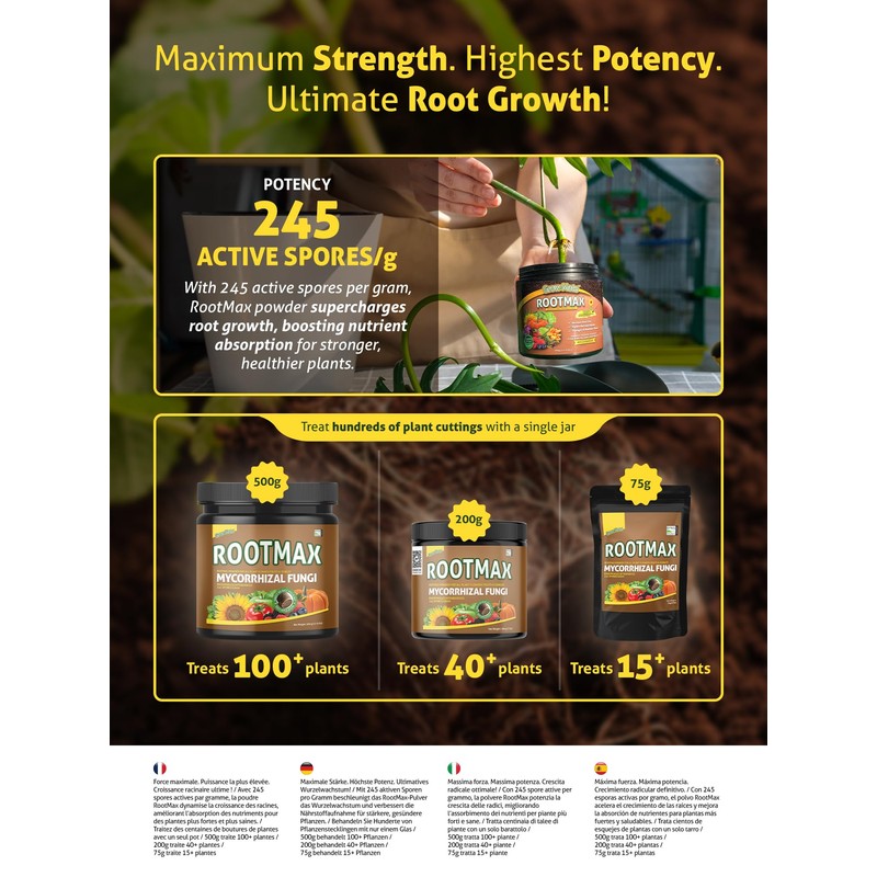 RootMax - Mycorrhizal Fungi (75 g/2.64 oz) | Rooting Powder
