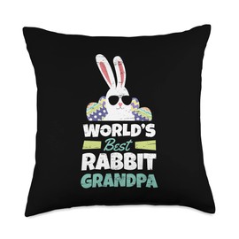 Rabbit Grandpa Chocolate Egg Easters Father`s Day World's Best Rabbit Grandpa Resurrection Egg Easter Jesus Throw Pillow, 18x18, Multicolor