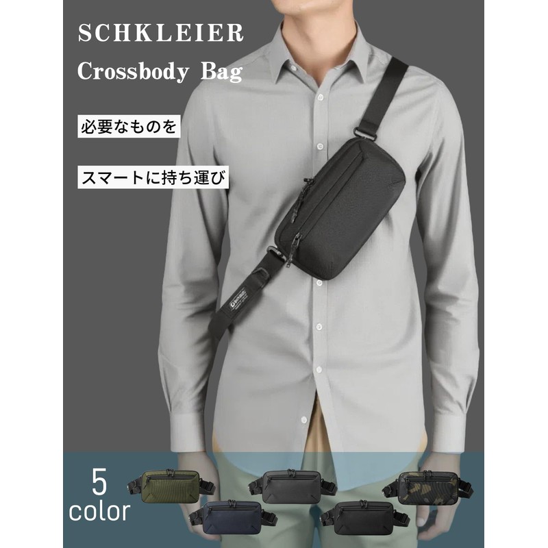 SCHKLEIER ショルダーバッグ ウエストバッグ ウエストポーチ メンズ: 腰ポーチ 軽量 斜めがけ ナイロン 人気