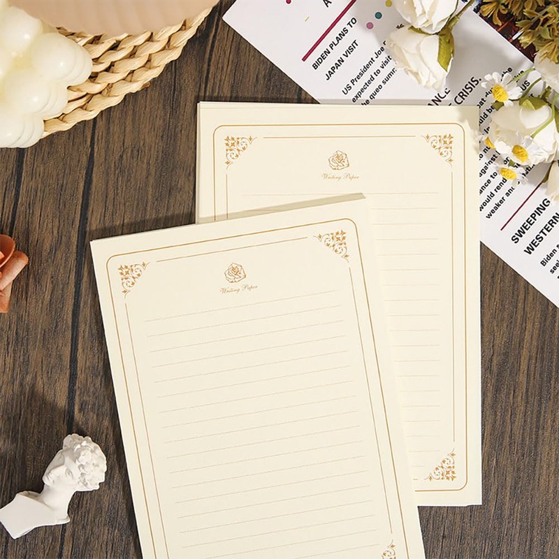 Letter Set: Handwritten Letter Set with Envelopes 6pcs, Writing Paper