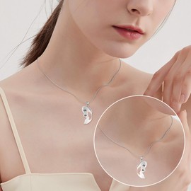 VONALA 925 Sterling Silver Mother Daughter / Sister / Yin Yang Chains for 2 Matching Necklaces Pendant Matching Jewellery Mother's Day Gifts for Women Mom, Sterling Silver, Cubic Zirconia
