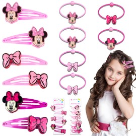 Girls' Hair Clips, 12 Pieces Children's Hair Accessories Set, Minnie Hair Accessories, Hair Ring, Cartoon Anime Hair Clip, Cute Hair Clips, Birthday Gifts for Little Girls, Children