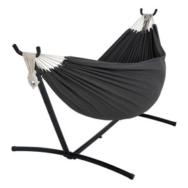 Lazy Daze Hammocks Double Hammock with 9ft Space-Saving Steel Stand Includes Portable Carrying Case, 450 Pounds Capacity (Dark Grey)