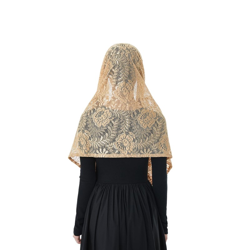 Wgior Elegant Floral Catholic Church Veil, Soft Mantilla Chapel Prayer