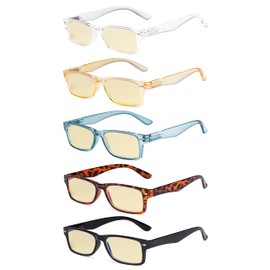 Eyekepper 5 Pack Blue Light Blocking Reading Glasses Design Computer Readers Yellow Tinted +1.75