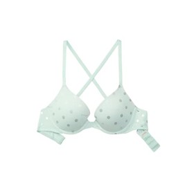 Pink Wear Everywhere Push Up Bra Color Beach Glass Dot Script Shine Size 36DD New