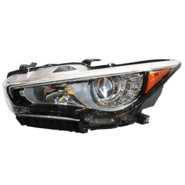 Carlaihu For 2014 2015 2016 2017 InFiniti Q50 LED Projector Headlight Headlamp Assembly w/o AFS Replacement Left Driver Side Black Housing