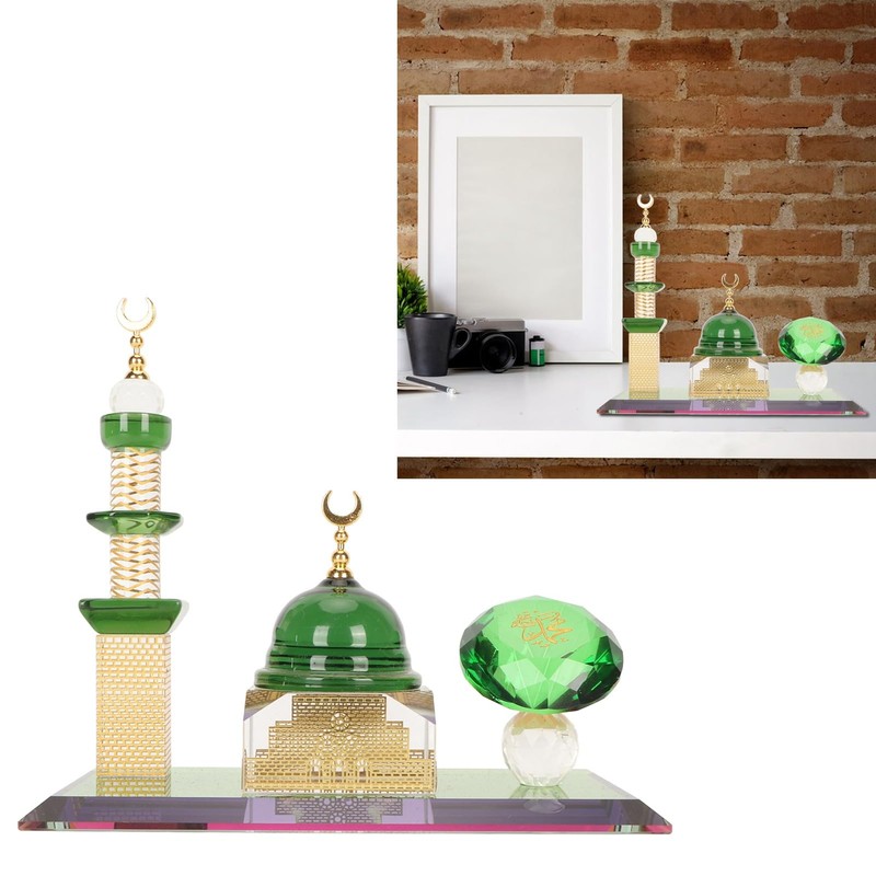 Natudeco Mosque Model Crystal Collectible Figures Miniature Building Ornament Architectural