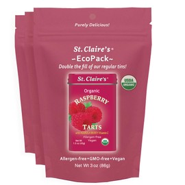 St. Claire’s Organic Raspberry Tart Candies – EcoPack 3 oz | Certified Organic, Vegan, Gluten-Free, Allergen-Free, Non-GMO, Low Calorie, Plant-Based | Made in USA