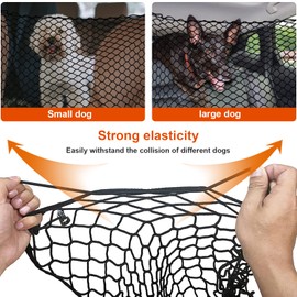 Car Dog Net Barrier 47" Pet Restraint Net Vehicle Safety Backseat Divider for Driving Safely with Children & Pets, Universal for Cars, SUVs - Easy Install
