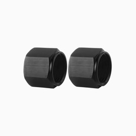 HZEL 6AN Car Flare Cap Block off Fitting Plug, 2PCS Aluminum Alloy Swivel Female Flare Cover for Blocking off Fuel Line E85, Hex Head Nut Port Adapter, Universal Automotive Accessories (Black)