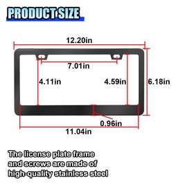 2PCS Stainless Steel Car License Plate Frames, 2 Holes License Plate Holder Car Tag with Washers and Screw Caps, Universal Licence Plate Cover Auto Exterior Accessories for US Vehicles (Black)