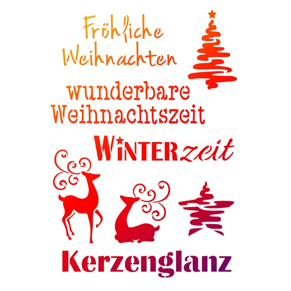 Stencil "Christmas Motifs + Fontings" Stencil Sachblonier Tecchnik Stamping