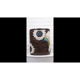 Western American Indian Chief Headdress Eagle Feathers Waste Basket Trash Bin