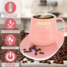 Mum Gift Cup Warmer and Pink Cup Mum, Mum Office Gadgets Coffee Gift for Mum Cup Warmer for Milk Coffee, Birthday Gift Mother's Day Gifts for Mum. (Pink)