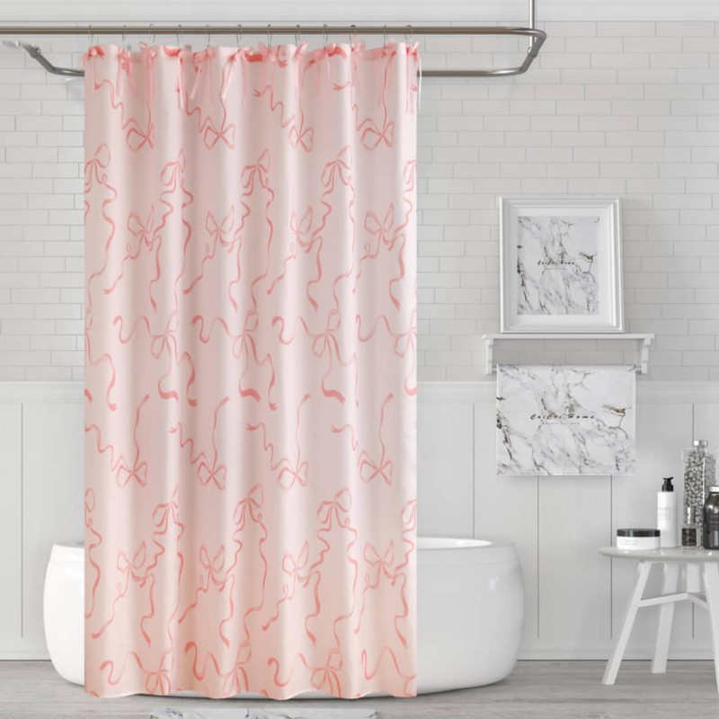 Luxape Luxape Bow Shower Curtain, Coquette Handcrafted Bow Tie Bath