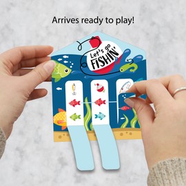 Big Dot of Happiness Let's Go Fishing - Fish Themed Birthday Party or Baby Shower Game Pickle Cards - Pull Tabs 3-in-a-Row - Set of 12