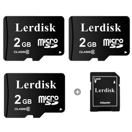 Lerdisk Factory Wholesale Tarjeta Micro SD de 2 GB, paquete de 3 pulgadas, microSD a granel con adaptador producido por licenciado autorizado (2 GB)