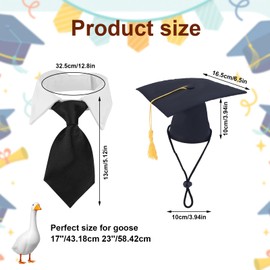 Tinoaly Graduation Porch Goose Outfits, Gradation Cap & Necktie Costume for 23" & 17" Plastic and Concrete Lawn Geese Grad Goose Statue Clothes for Indoor Outdoor Decor Party Yard Art Decoration