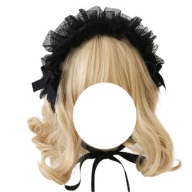 TTYAO REII Lolita Accessories Lace Lolita Headband Girls Hair Accessories Lolita Maid Headdress for Cosplay Party (Black)