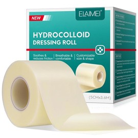 ELAIMEIハイドロゲルバンデージ ハイドロコロイド ロール 粘着絆創膏 多用途 自由裁断 5cmx3.6m 5cmx1.5m 汚染を防止 スキンケアパッチ 汚れ防止 摩擦軽減 通気性に優れ快適 肌保護 (01)