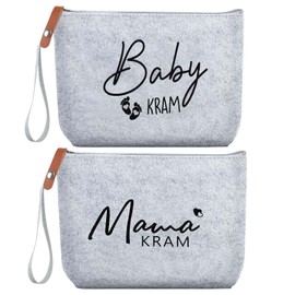 2 Stück Kosmetiktasche Aus Filz Mit Reißverschluss, Filz Kosmetiktasche Schwangerschaft Geschenk Mommy Bag Handtasche, für Werdende Mutter für Mama Schwangerschaft Geschenk für Neue Mama Babyparty