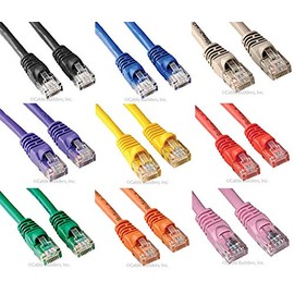 Cable Builders Cat6 Gigabit Ethernet Network 1 FT Patch Cable Assorted Colors 1FT 10-Pack Category 6 RJ45 8P8C Molded Connectors 1' Qty 10 LOT, 10 Pack