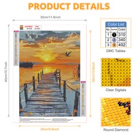 EOBROMD 5D Landscape Diamond Art Kits for Adults, Full Round Drill Sunset Diamond Painting Kits, Crystal Art Kits for Home Wall Decor Gifts 30x40cm