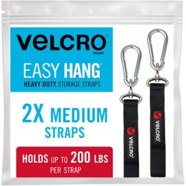 VELCRO Brand VEL-30687-USA Easy Hang Heavy Duty Garage or Laundry Room Organization and Storage Strap, Medium-2Pk, Black