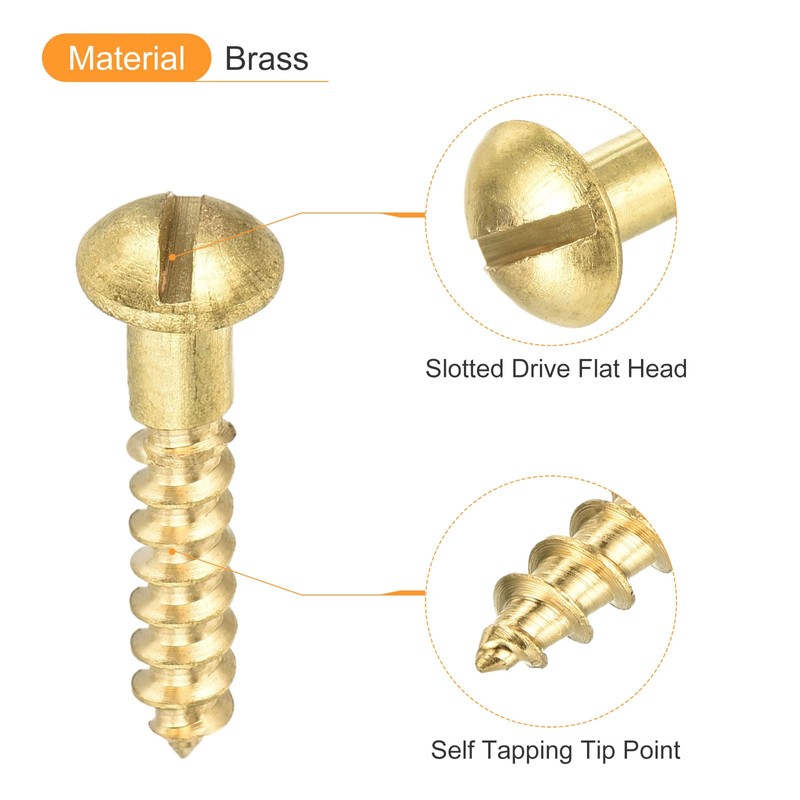 sourcing map Wood Screws M3.5 x 20mm Slotted Round Head