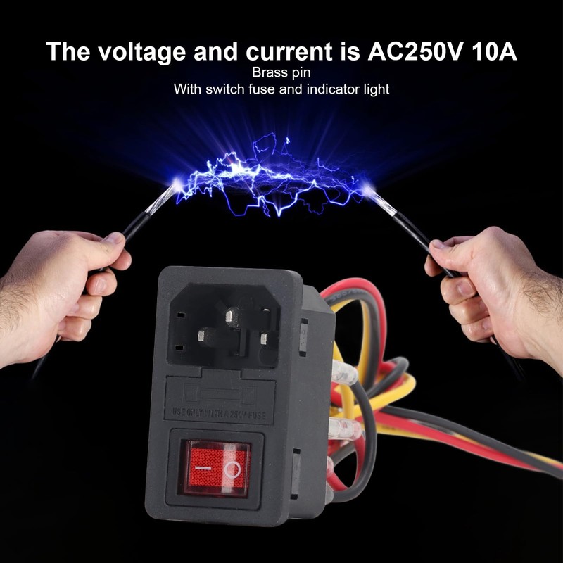 4PCS AC250V 10A Rocker Switch, 3 Pins Inlet Power Socket