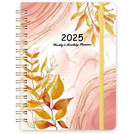 A5 Weekly Planner,Spiral Bound Diary 2025,Personal Organiser,Diary 2025,Ring Binder A5 With Elastic Closure,Monthly Planner 2025,Student Planner (21.5 X 15.5 Cm)