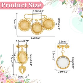 WADORN 3 Sets Wedding Bouquet Photo Charm, DIY Pin Brooch Making Kit Memory Locket Pendant Bridal Charm Oval Round Glass Cabochons Picture Frame with Pendant for DIY Brooch Jewelry Making Memory Gift