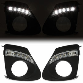 Kojem LED Fog Light Bezel Compatible with 2011-2013 Toyota Corolla Altis Pair Daytime Running Light DRL Fog Signal Lamp (Not Include Fog Light)