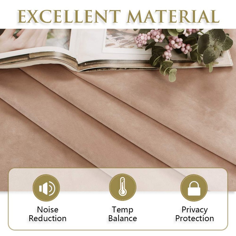 StangH 84 inches Beige Blush Velvet Curtains Farmhouse Decor for