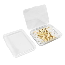 Travel Cotton Buds Container, Pack of 2 Portable Small Cotton Buds Box, Transparent Plastic Cotton Buds, Storage Cotton Buds Holder for Storing Cotton Balls, Flosser Toothpicks