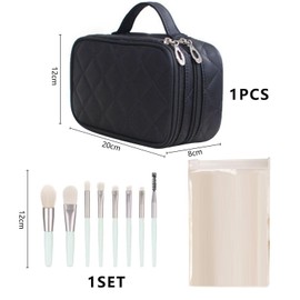1 Waterproof Makeup Bag And 8 Makeup Brushes, Equipped With 1 Makeup Brush Storage Bag, Portable Storage Bag, Travel Storage Bag, Large-Capacity Makeup Bag