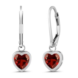 Gem Stone King 925 Sterling Silver 6MM Heart Shape Gemstone Birthstone Leverback Drop Dangle Earrings | Heart Shape Earrings For Women