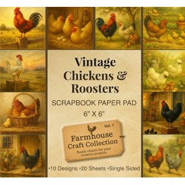 Vintage Chickens & Roosters Scrapbook Paper Pad 6” x 6”: Farmhouse Animal Craft Paper | 10 Designs | 20 Single-Sided Sheets For Scrapbooking, Journaling and Crafts