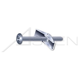 (200 pcs) 1/8" X 3", Toggle Bolts and Wings, Mushroom Head, Combination Slot/Phillips Drive, Steel
