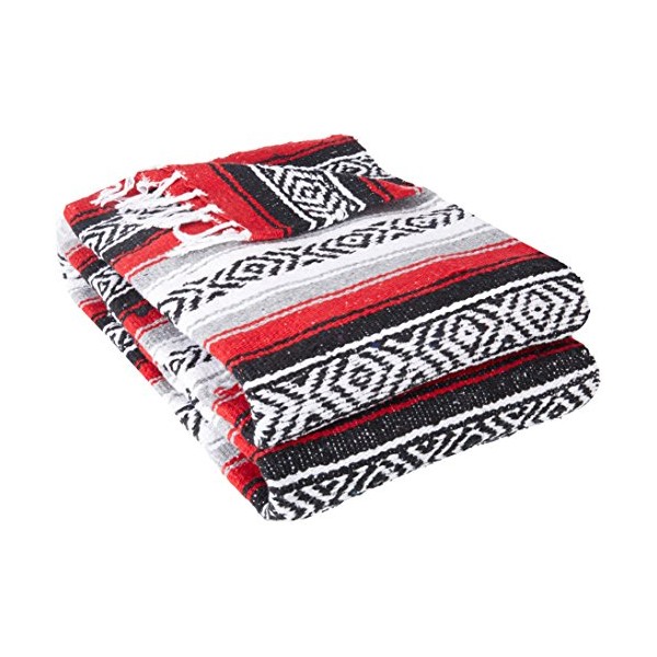 YogaDirect Deluxe Mexican Yoga Blanket, Red, 76-Inch x 57-Inch