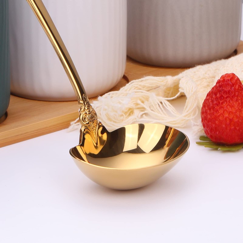 Mafier 2 Piece Stainless Steel Gold Gravy Ladle 1 oz.