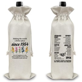 QZJ 70th Birthday Gifts Wine Bag CongratulationsGifts for Women Men Parents Mom Dad Anniversary 1954 Birthday Wine Gift Bag
