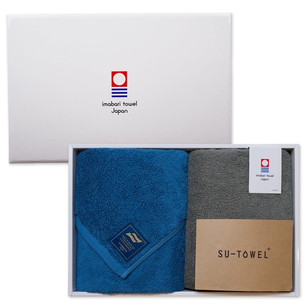 SU-TOWEL+ Imabari Towel, Certified Face Towel, 2 Piece Assortment, 13.4