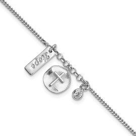 Jewelry Stores Network Sterling Silver Cross Necklace for Men Women CZ Minimalist Faith Jewelry