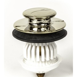 PF WaterWorks DrainEASY Universal Clog Preventing Bathtub/Bath Tub Stopper/Strainer Includes 3/8" and 5/16" Fittings; Polished Brass; PF0910-PB