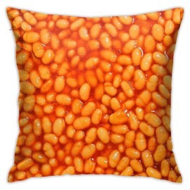 Drissa Funny Food Baked Beans Realistic Print Pillow Covers Decorative Throw Pillowcase 18x18 Inch Square Couch Cushion Cover for Home Decor Sofa Living Room Bed Car Sofa