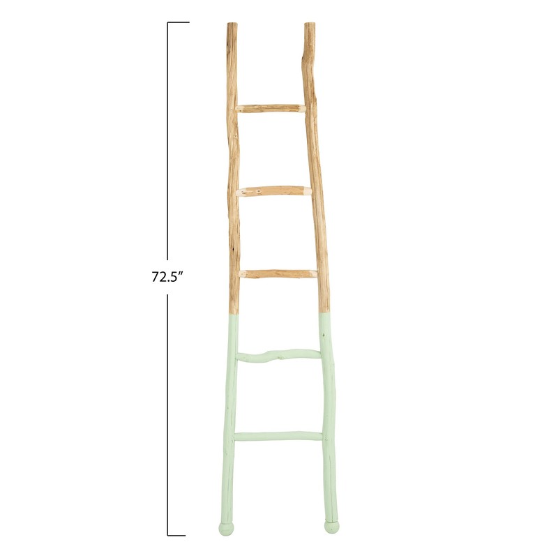 Creative Co-Op Dipped Decorative Wood Ladder, Bright Green